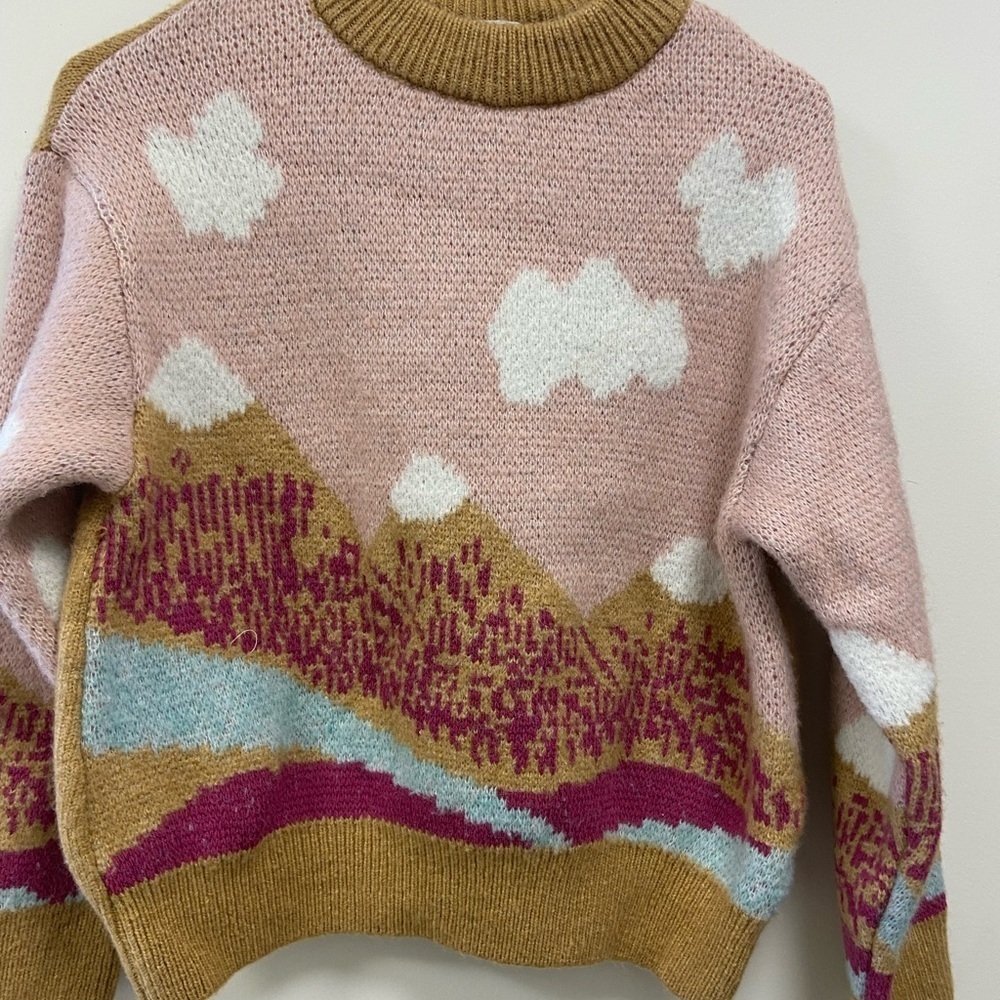Zara girl’s 10 Pink and Gold Mountain Fall Sweater $69